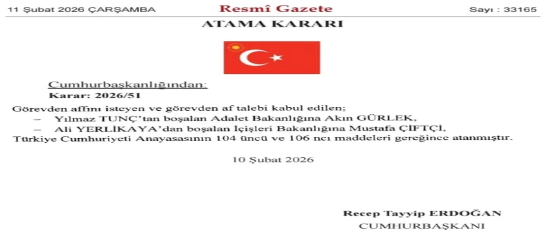 SON DAKİKA: Kabinede İki Bakan Değişti!